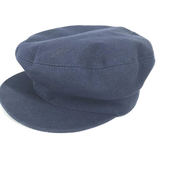 HERMES Kabul Serie Button Newsboy 57 Hat cap Casquette cotton Navy - Picture 9 of 16